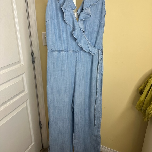 Guess tencel ruffled Light Blue Women's Wide-Leg Jumpsuit - Picture 12 of 12